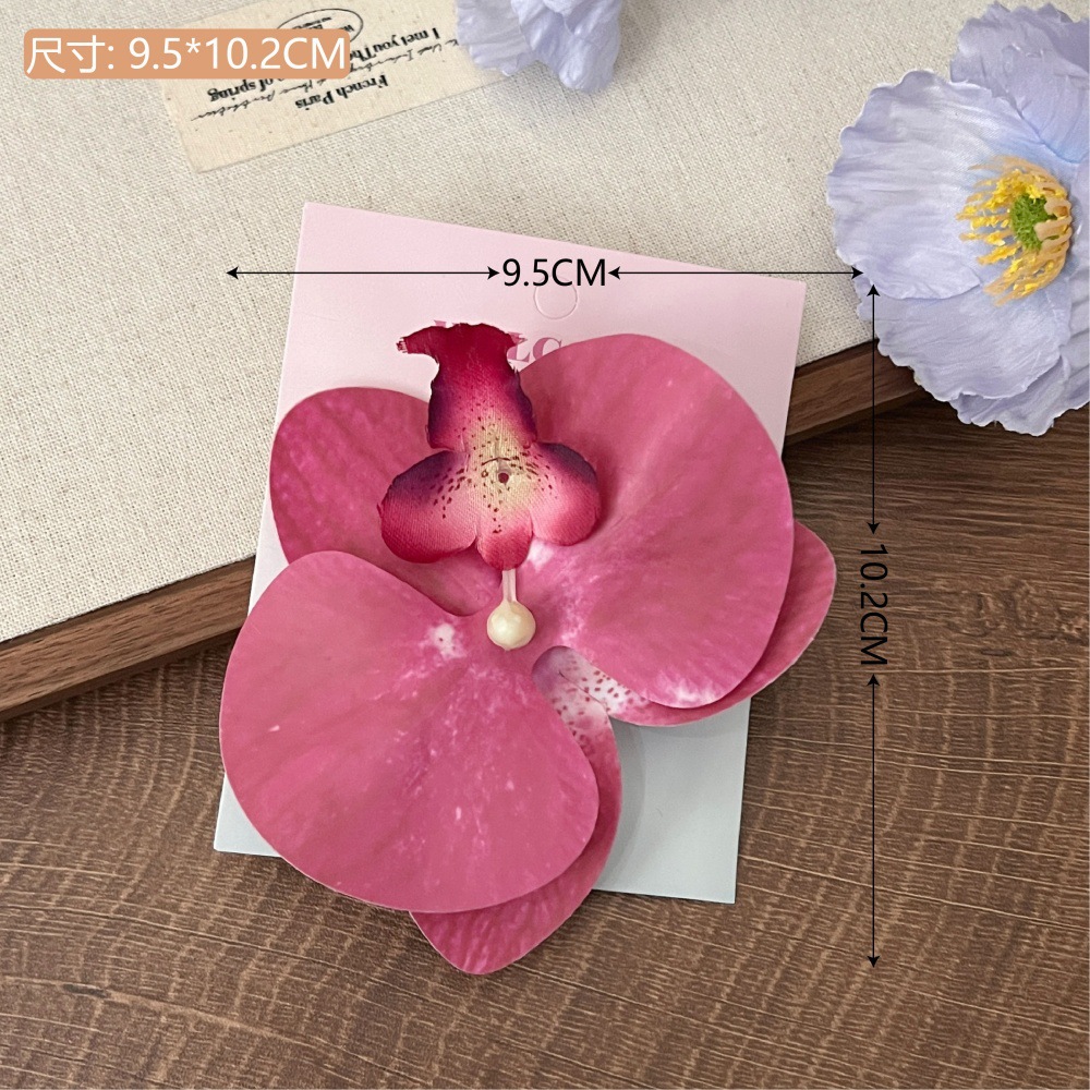 Nuevo estilo de atmósfera súper inmortal orquídea mariposa flores clips para el cabello de la niña Mori sistema lateral boca de pato clips para el cabello detrás de la cabeza