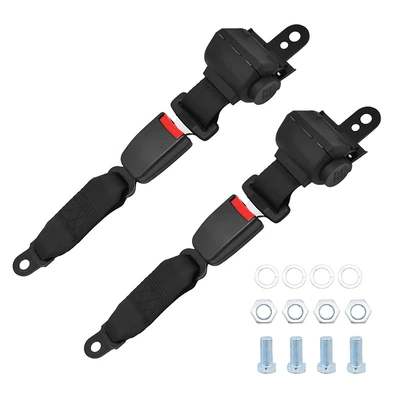 seat belt forklift bus | Car seat belt - 2-semi-closed-retractors-2-25cm-webbing-bases-black-with-4-complete-sets-of-blue-and-white-zinc-screws