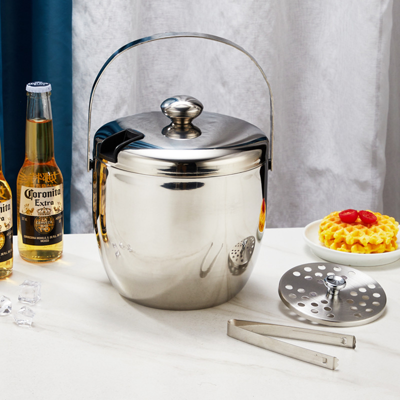 304 acero inoxidable de doble capa barril de hielo portátil al aire libre barril de música barril de cerveza fría barril de champán vino tinto