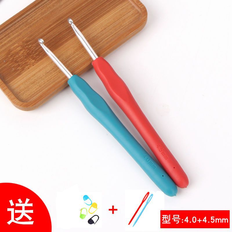 Traje de herramienta de ganchillo tejido a mano aguja de palo de lana marca de aguja hebilla aguja de giro con bolsa de almacenamiento aguja de gancho de aluminio