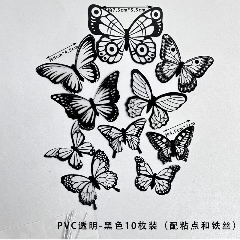 Pastel para hornear decoración PVC mariposa juego enchufable tarjeta de postre plataforma escena vestir serie