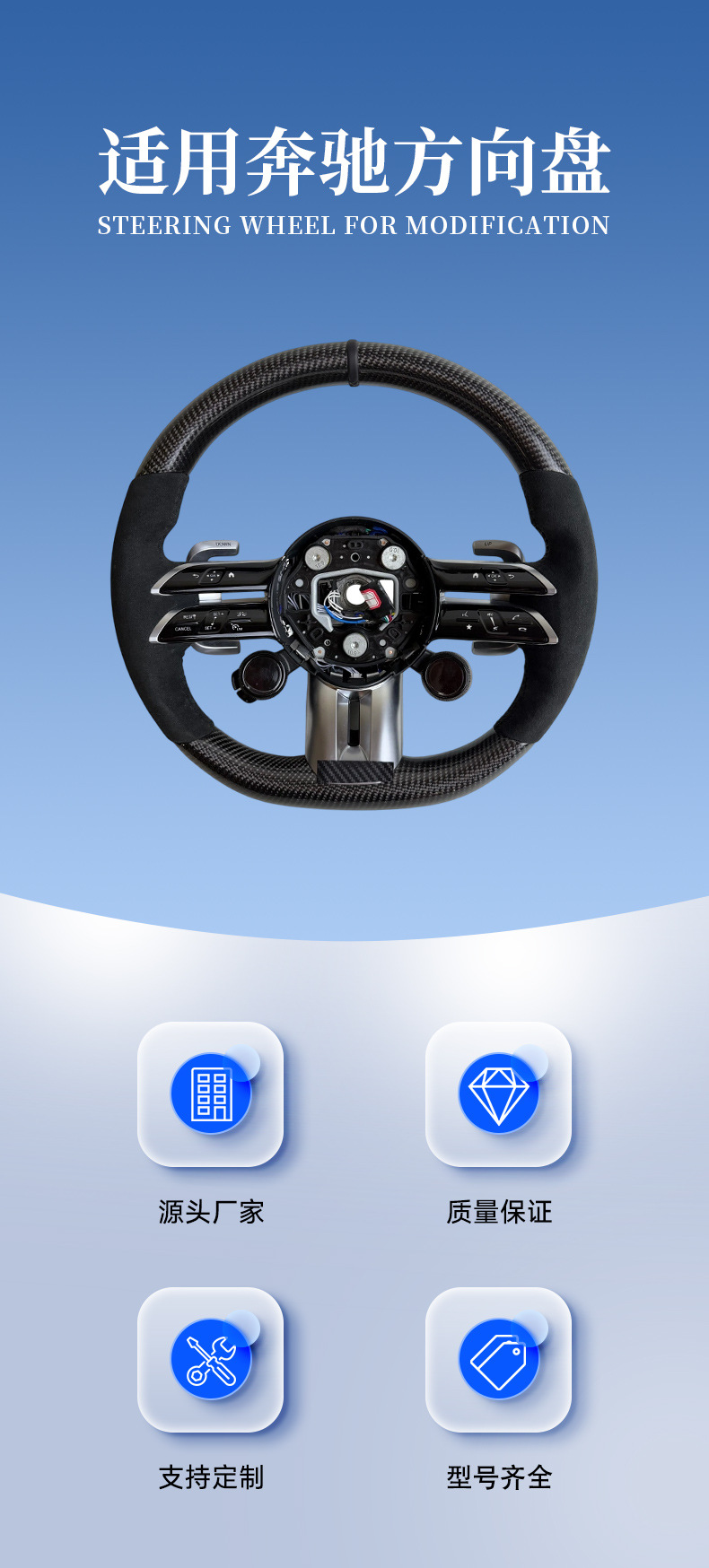Suitable for Mercedes-Benz A-Class, B-Class, C-Class, E-Class, Cla, Clc, Clk, Cls Modified Dragonfly-Style Amg Steering Wheel
