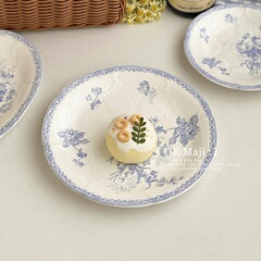 ケーキ皿セラミックディナープレート高级感家庭用フルーツプレート中古风きれい朝食プレートアフタヌーンティーデザートプレート