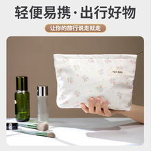 化妆包大容量复古碎花拉链手拿包女外出洗漱用品杂物收纳包口红包