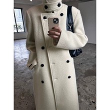 现 2024冬季新款韩国设计师London fl*t双排扣羊毛呢羊毛大衣