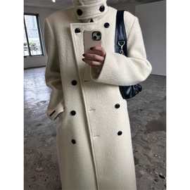 现 2025冬季新款韩国设计师London fl*t羊毛长款毛呢大衣外套