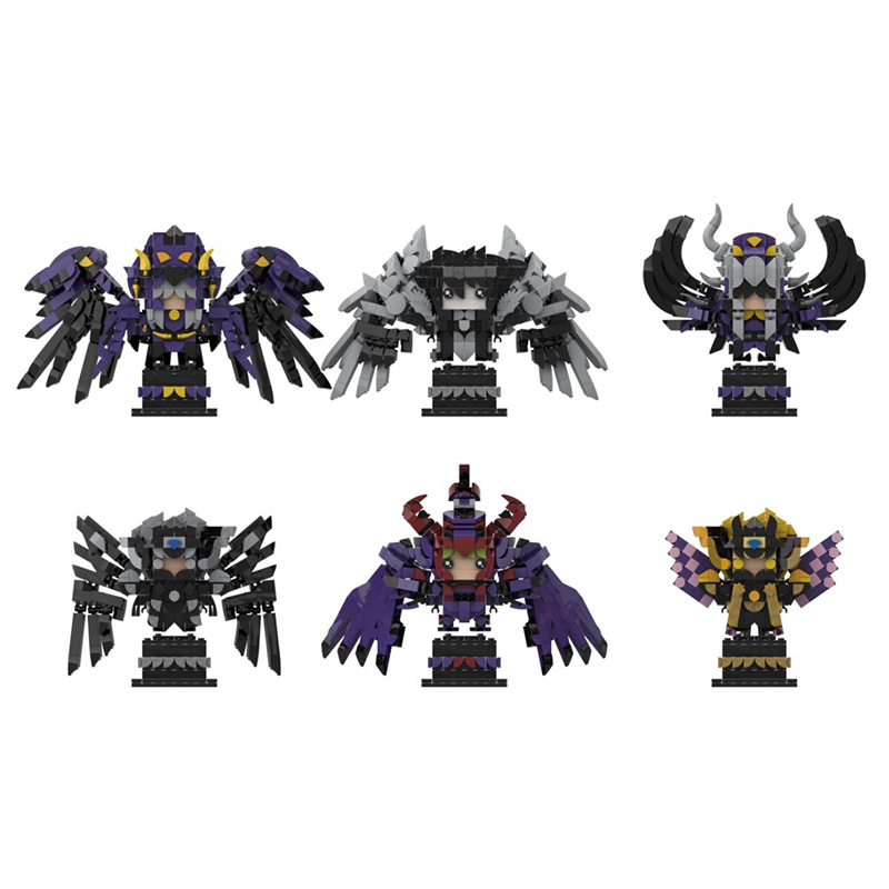 小颗粒积木MOC圣斗士冥斗士方头仔创意拼插立体玩偶模型摆件套装