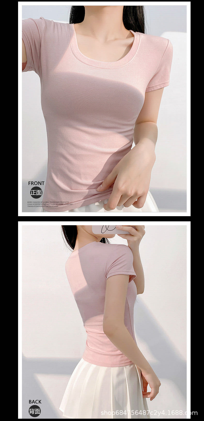 American slim-fit short-sleeved T-shirt for women, 2025 summer new style, waist-cinching round-neck T-shirt, sweet and spicy short top as the base pic 12