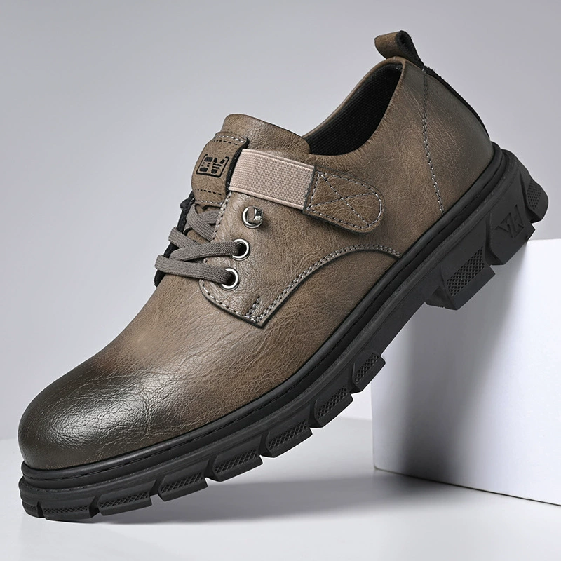 Кожаная обувь, мужская деловая Повседневная дышащая британская Молодежная обувь Martin, Рабочая обувь с мягкой подошвой, универсальная обувь для Пап
