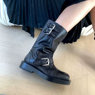羊皮版~显瘦搭扣短靴女增高厚底2025秋冬新款瘦瘦靴春秋短靴女靴