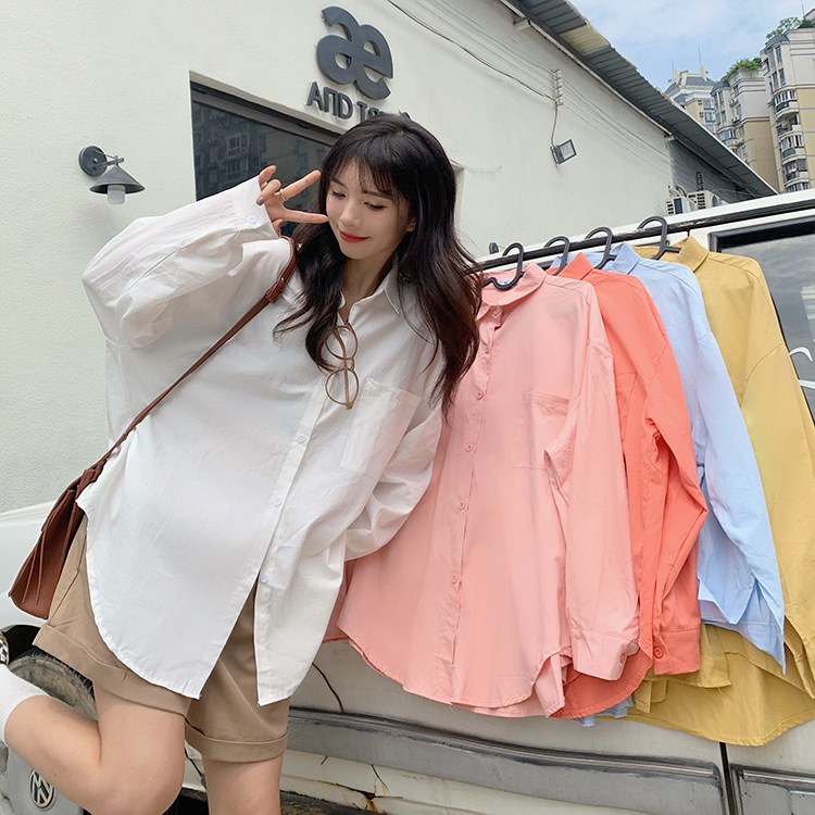 Pink Shirt Women's Clothing Spring and Autumn 2024 New Lazy Style Loose Long-sleeved Top Small Shirt All-match Jacket