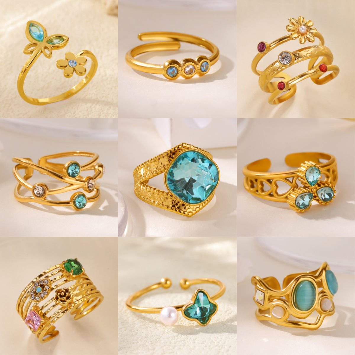 one size elegant ring with zircon stainless steel