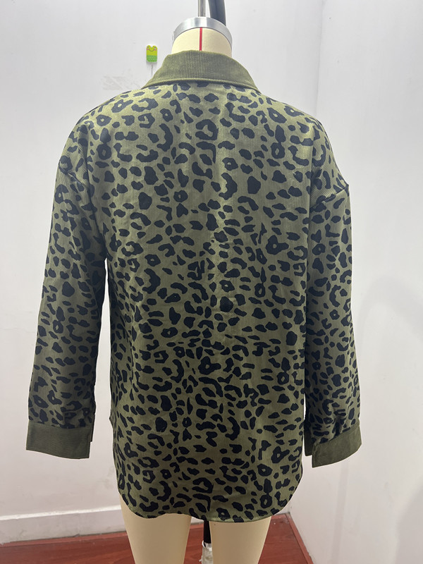 Jachetă cu mânecă lungă și imprimeu leopard pentru femei, toamnă/iarnă, 2024, la modă_voghion.com