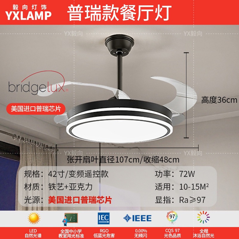 Luz de techo, lámpara de sala de estar, lámpara principal de espectro completo, protección de ojos, lámpara de dormitorio moderna simple sin hendiduras, lámpara negra Zhongshan