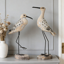 复古长腿海鸟桌面装饰摆件木质工艺品海洋风海鸟海鸥家居餐厅饰品
