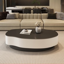 芒果茶几轻奢现代简约岩板腰型茶桌客厅家用小户型意式极简高级感