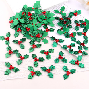 Christmas Green Leaves Red Fruit Berries Christmas Crafts Gift Decorations Flower Arrangement DIY Handmade Accessories Materials