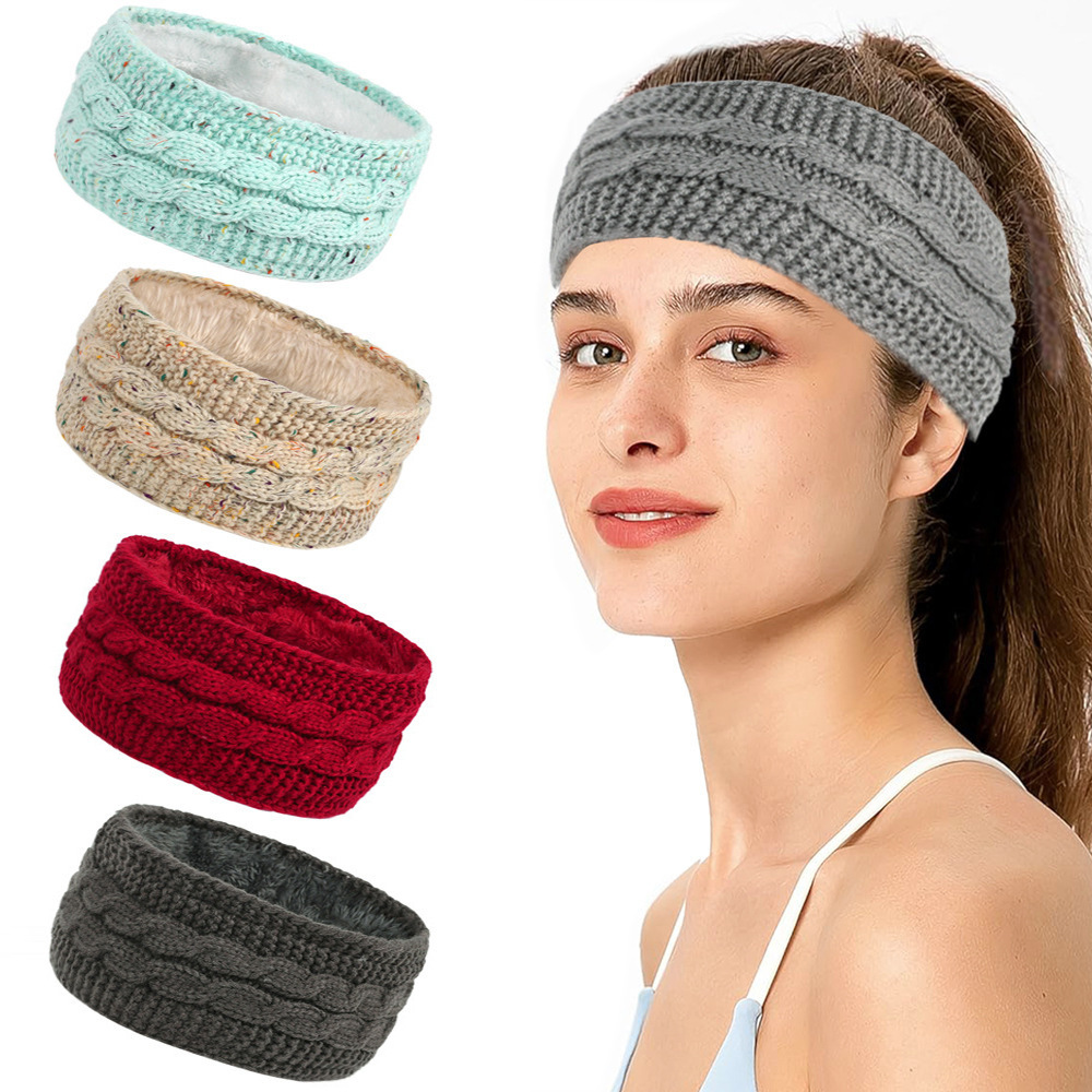 Gebreide haarband winter warm wol oorwarmer voor dames_voghion.com