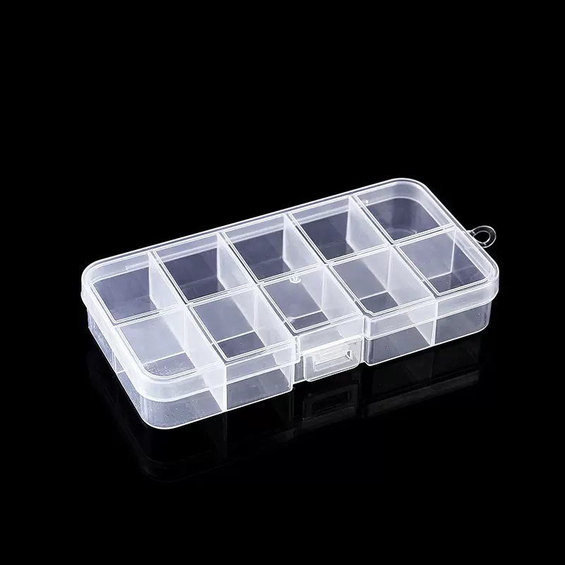小号10格固定分格透明鱼具盒药盒饰品串珠鱼钩螺丝分类塑料收纳盒
