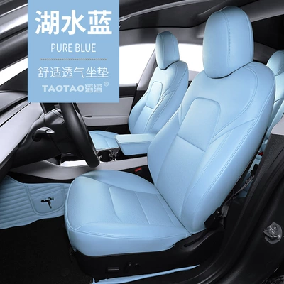 Huanxin Edition Seat Cushion Special | Seat cushion, seat cover - lake-water-blue-standard-thickness-nappa-leather-rear-full-package