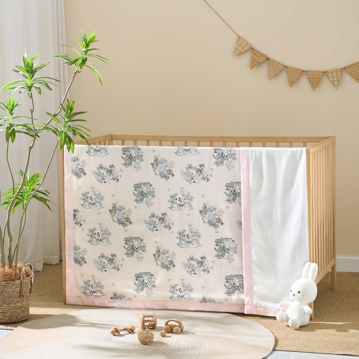 S-210 거즈4단 어린이이불 120*150(항균천주)-스완호-핑크