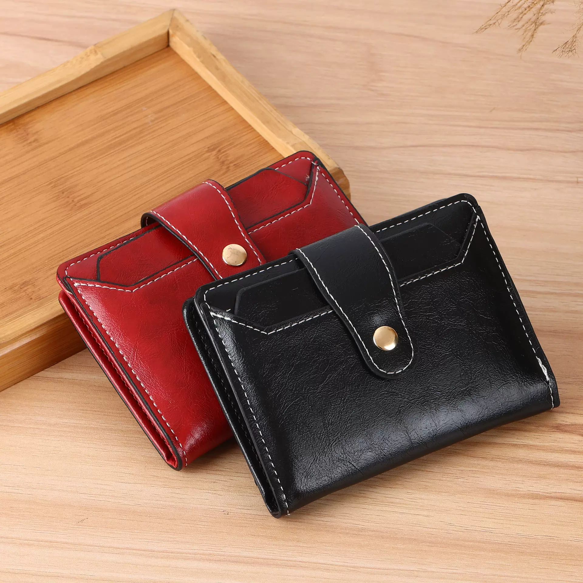 跨境热销女士钱包短款时尚按扣零钱袋多功能卡包工厂直发一件代发