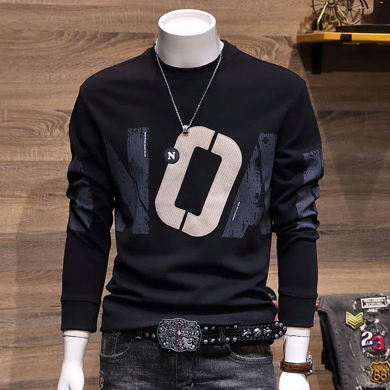 卫衣男秋冬22023新款韩版潮流修身青年帅气字母加厚印花休闲外套