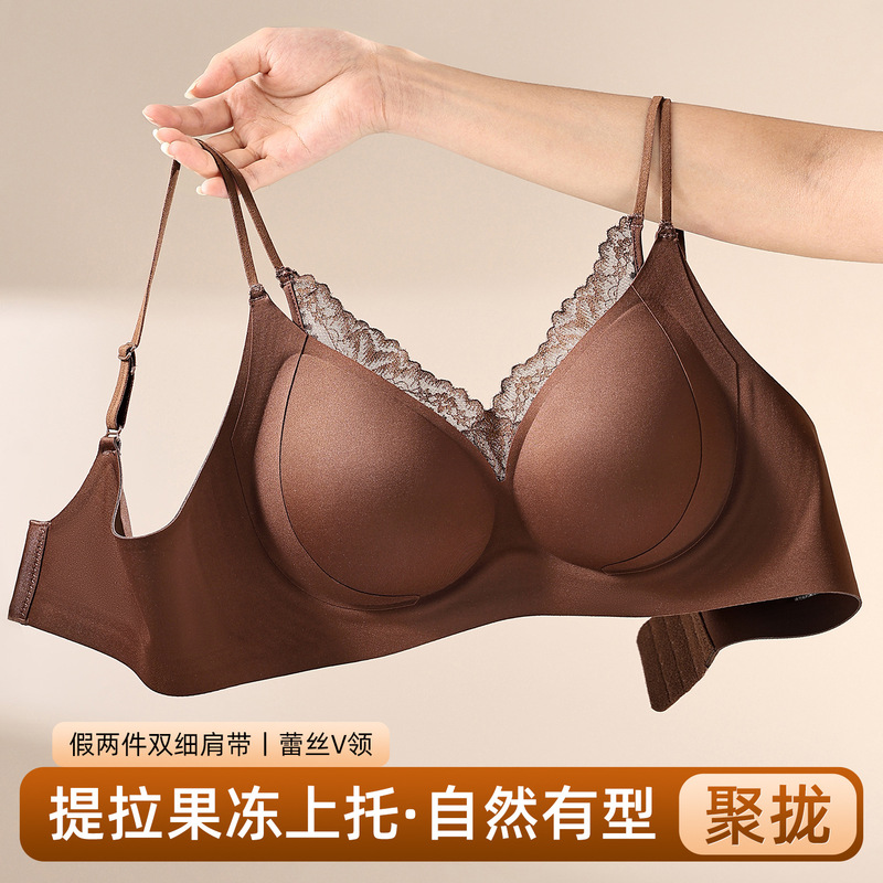 Popular jelly soft support seamless bra, push-up, anti-sagging, side breast control, no underwire, lace, sexy bra, cross-border Popular jelly soft support seamless bra, push-up, anti-sagging, side breast control, no underwire, lace, sexy bra, cross-border