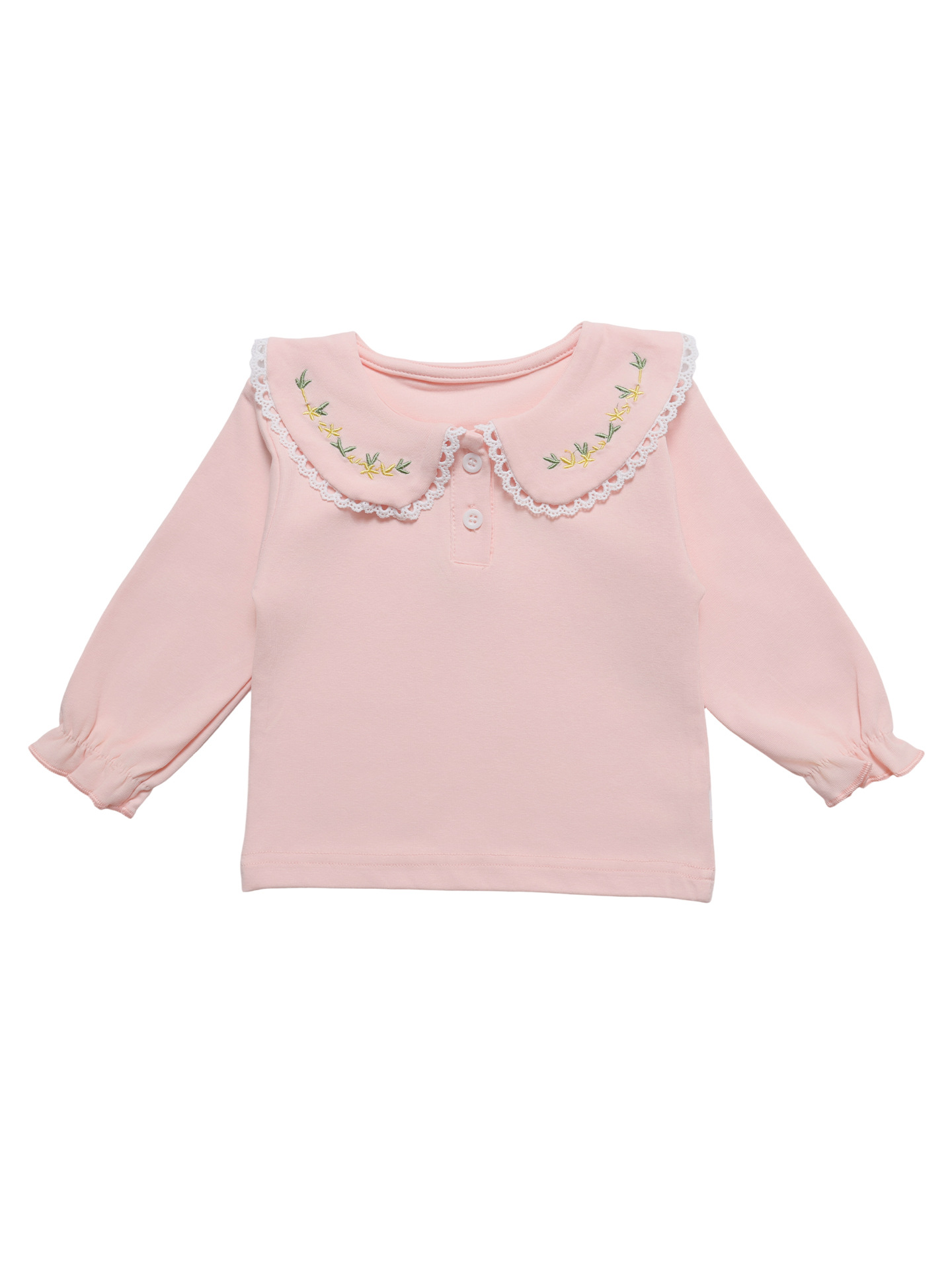 T-shirt bébé à manches longues en coton avec revers brodée_voghion.com