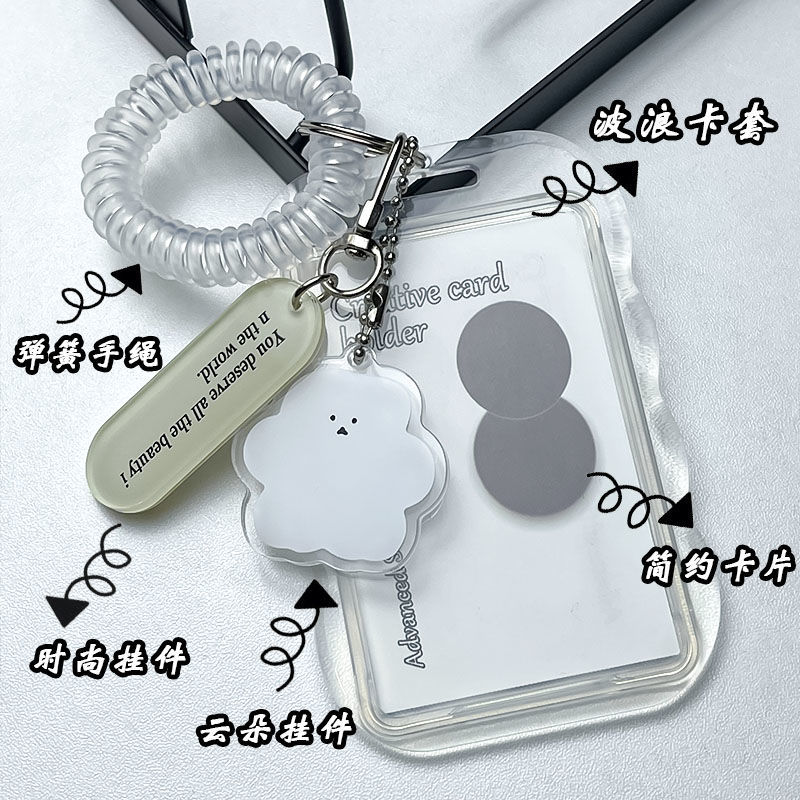 ins透明卡套學生公交校園飯卡追星3寸拍立得小紅書彈簧掛件鑰匙扣