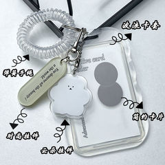 ins透明卡套學生公交校園飯卡追星3寸拍立得小紅書彈簧掛件鑰匙扣