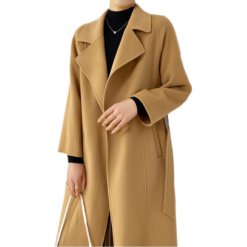 Abrigo de Cachemira de Doble Cara para Mujer 100% Lana para Otoño e Invierno
