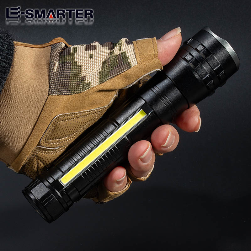 Portador multifuncional transfronterizo linterna de luz intensa mecha láser luz lateral brillante linterna de aventura de emergencia al aire libre