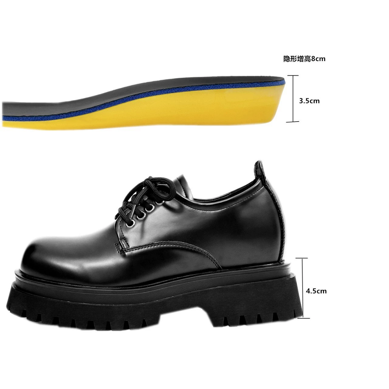 Мужская обувь Paris Ding Yuxi, повседневные туфли-дерби на толстой подошве, увеличивающие рост, мужские кожаные туфли высокого класса с большим носком, британский стиль