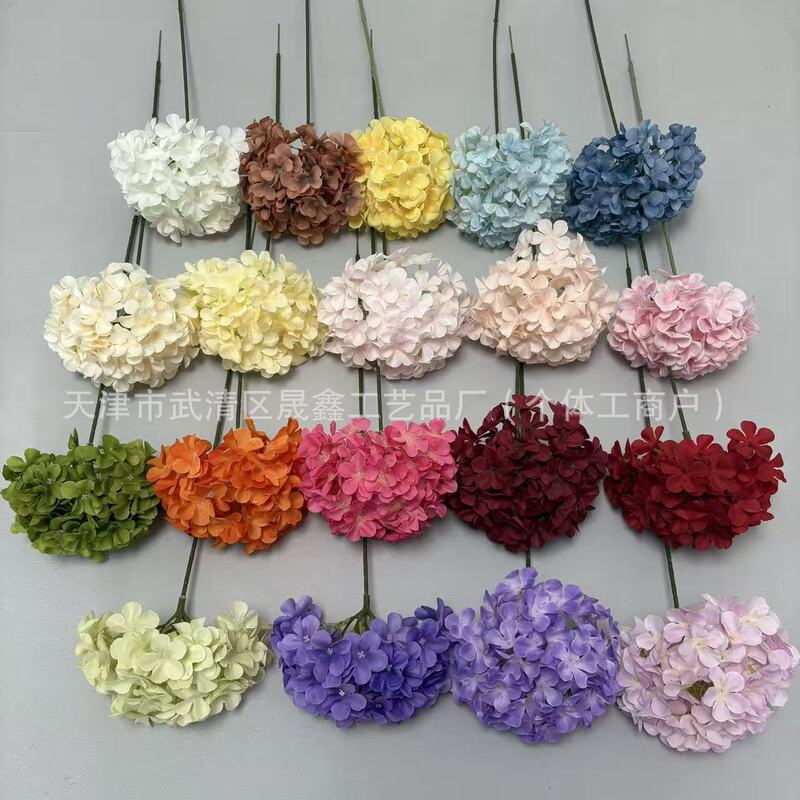 Single Stem Leafless 90-Piece Hydrangea Artificial Flower for Wedding Floral Arrangements, Decorative Flower Wall Base, Hydrangea Flower Wholesale, Window Display Floral Materials