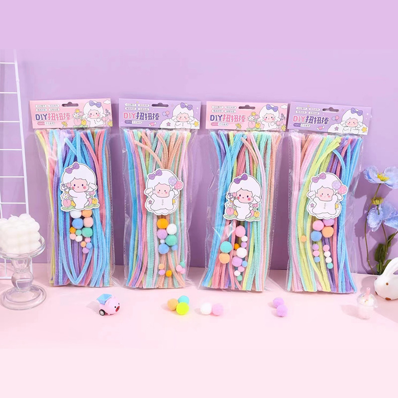 Limpiapipas de colores tipo macaron — tiras peludas para manualidades, joyería o bricolaje, educativas, venta al por mayor