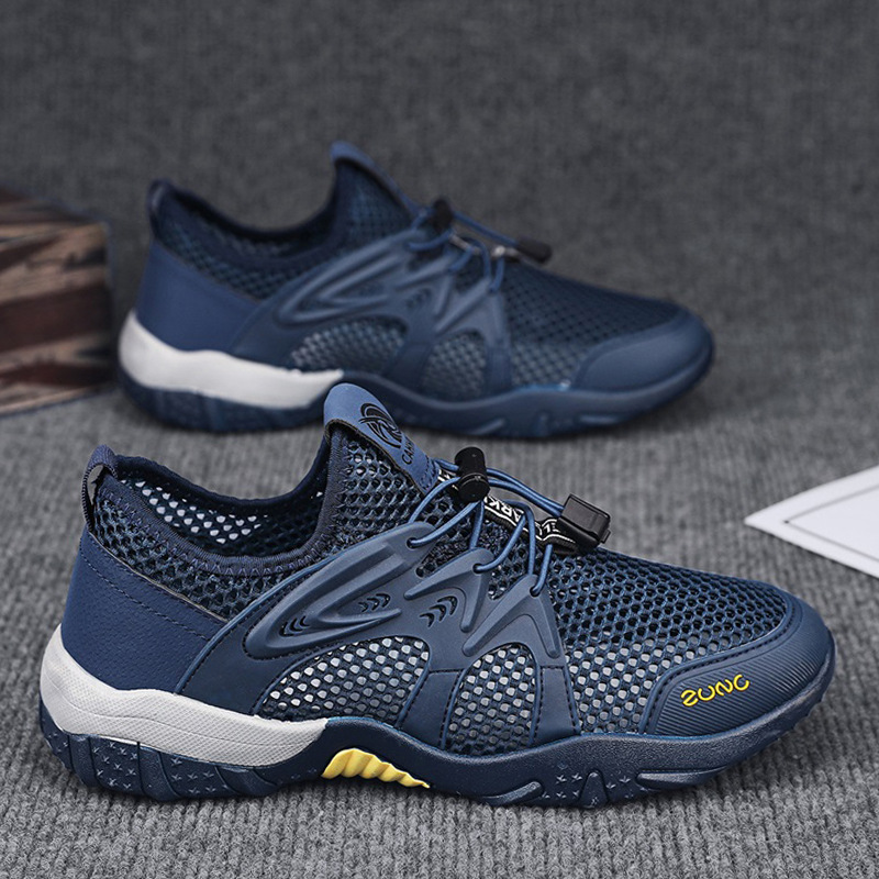 Zapatos de malla de verano para hombre, malla transpirable, zapatos finos para hombre, zapatos de senderismo de red única huecos, zapatos de moda deportiva de ocio de verano