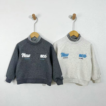 男女童加绒卫衣25年冬季新款中大童男女童高领加绒保暖厚款卫衣