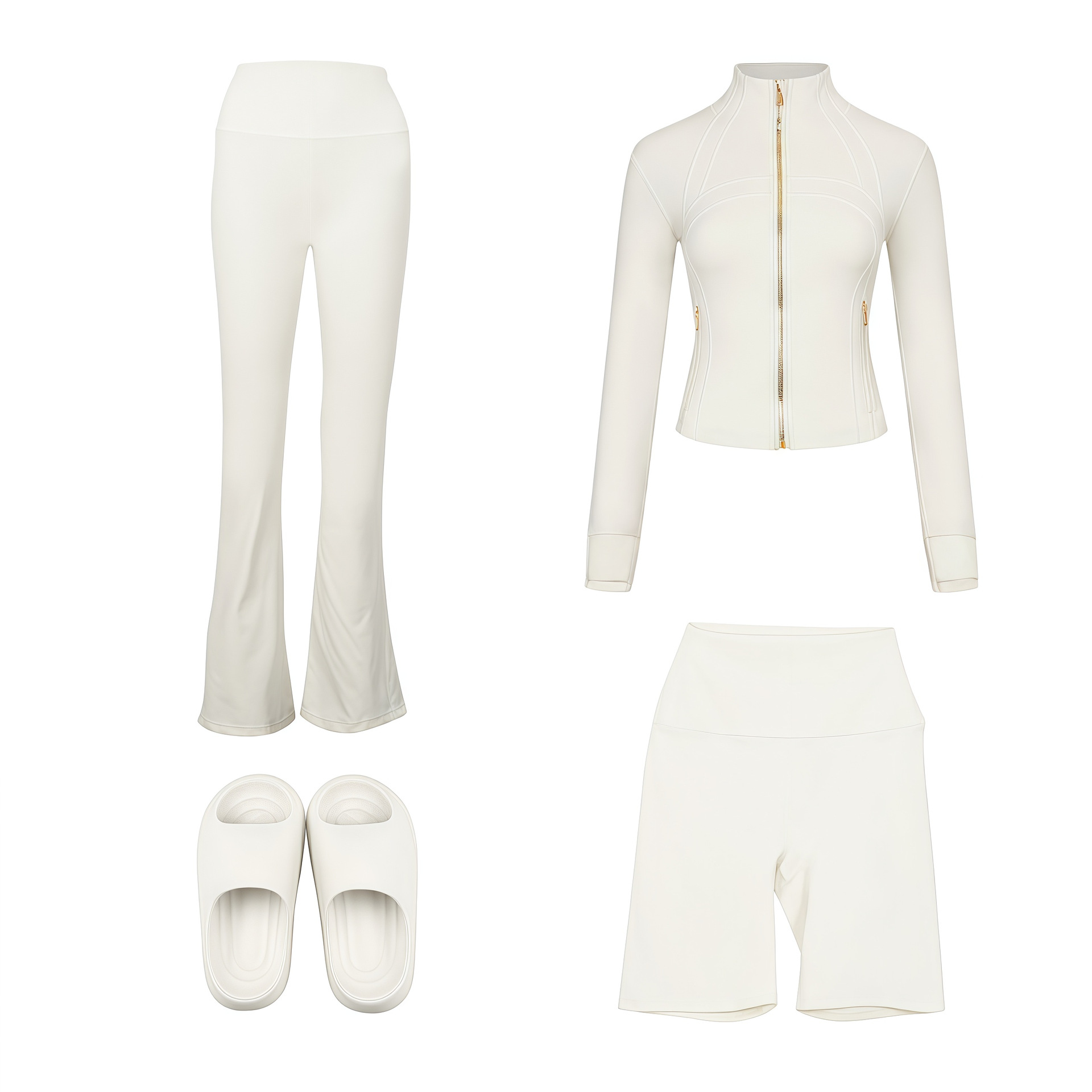 Women's 4-piece Activewear Set With Jacket, Pants, Shorts & Slides_voghion.com