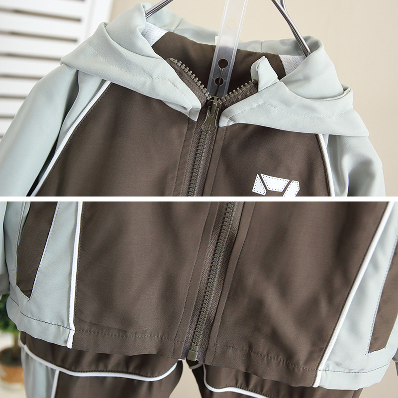 6115 Ropa para niños Chaqueta con capucha de otoño de dos piezas Niño guapo Traje deportivo de primavera y otoño 2025 nuevo bebé