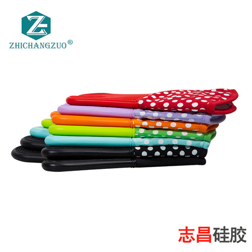 White polka dot cloth honeycomb gloves, oven microwave oven insulation baking cotton kitchen silicone gloves