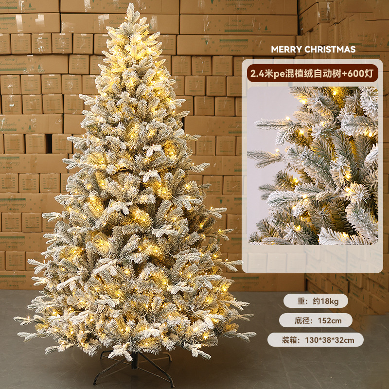 Nuevo árbol de Navidad pe blanco transfronterizo flocado árbol automático de nieve gran decoración de Navidad decoración de decoración