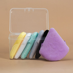 三角形雙面散粉撲化妝氣墊密粉植絨定妝海綿超柔水晶絨扇形粉撲