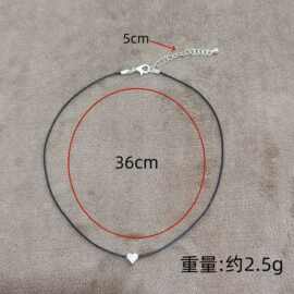 日韩流行简约镀银爱心项圈皮绳项链原宿choker女项链颈带锁骨项链