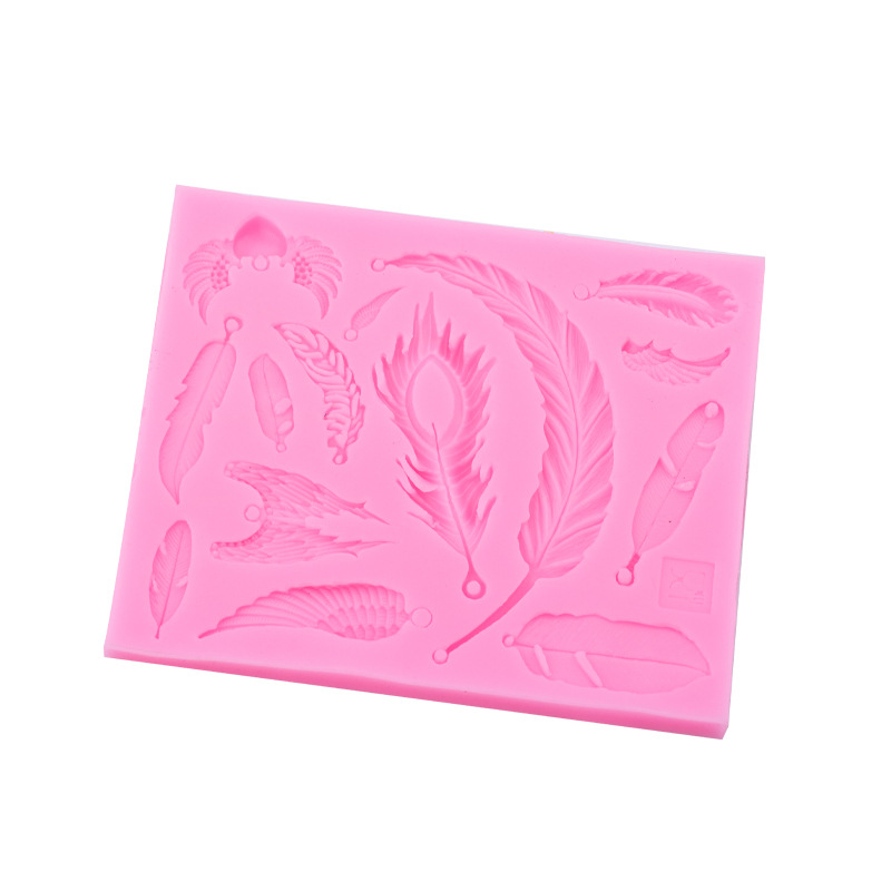 Una variedad de alas de plumas modelado molde de silicona DIY hornear decoración molde de cerámica suave de arcilla epoxi