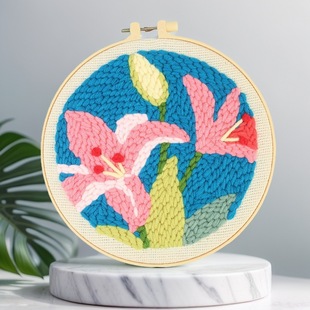 Cross-border coarse wool stamp embroidery diy material bag hand-made embroidery flower seascape series style stamp music