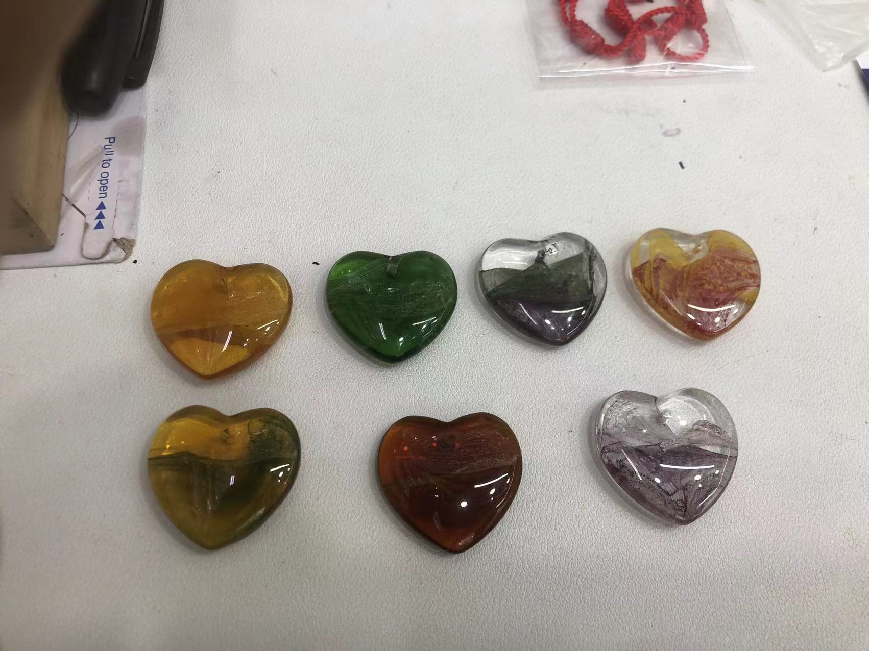 35mm 하트 펜던트 유리 색상 선택 가능