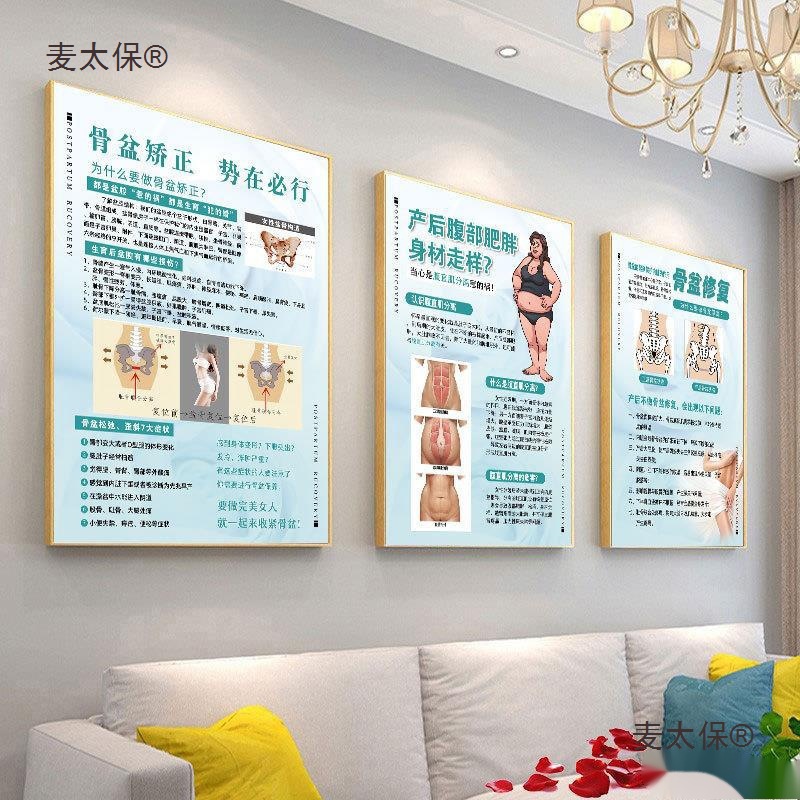 产后修复宣传挂画月子中心装饰画盆底肌图片产康恢复广告骨麦太保