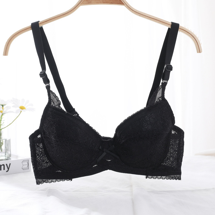 Shantou sujetador de encaje sexy sin esponja ultra delgada ropa interior transpirable y cómoda ajustable para mujeres sujetador anti-caída