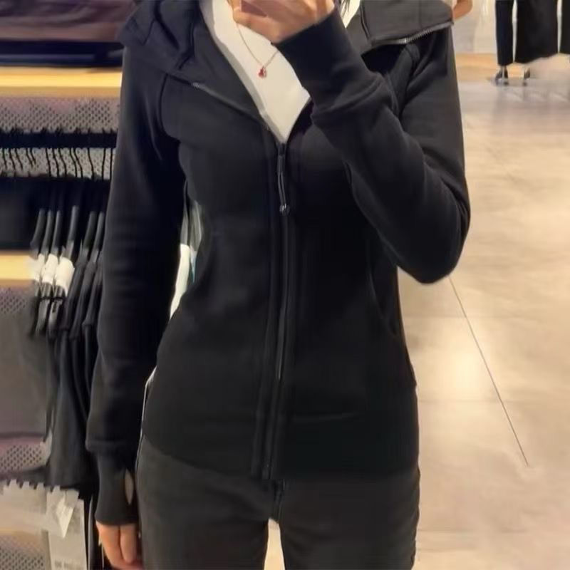 蓝色显白连帽开衫卫衣外套运动春秋季拉链修身显瘦女生修身瑜伽服|undefined
